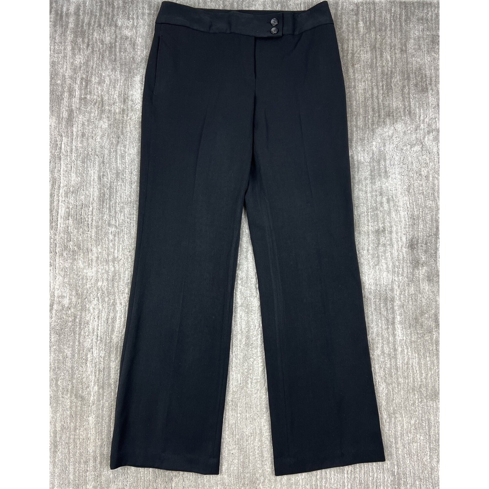Madison Dress Pants Womens 8 Black Straight Leg Double Button Tab‎ Stretch Work